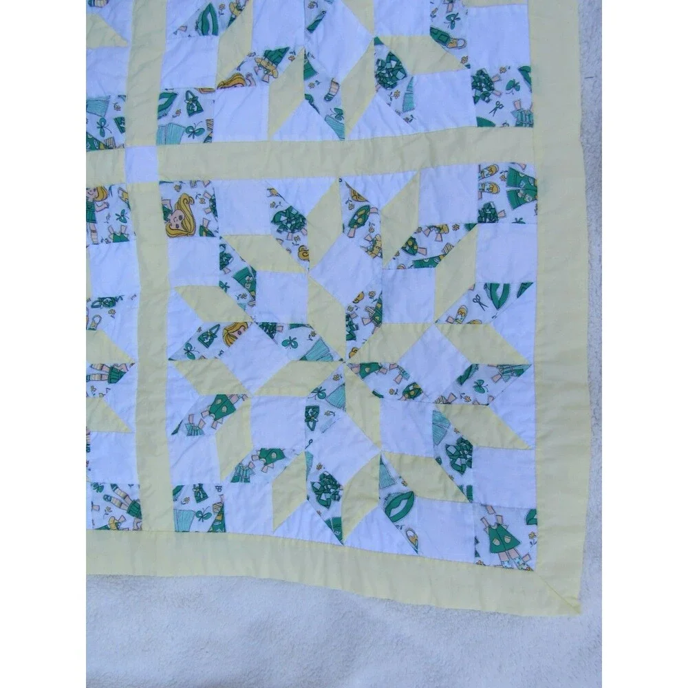 Quilt Doll Making Pattern Handmade Joycer Baby Blanket Yellow Washable VTG Retro